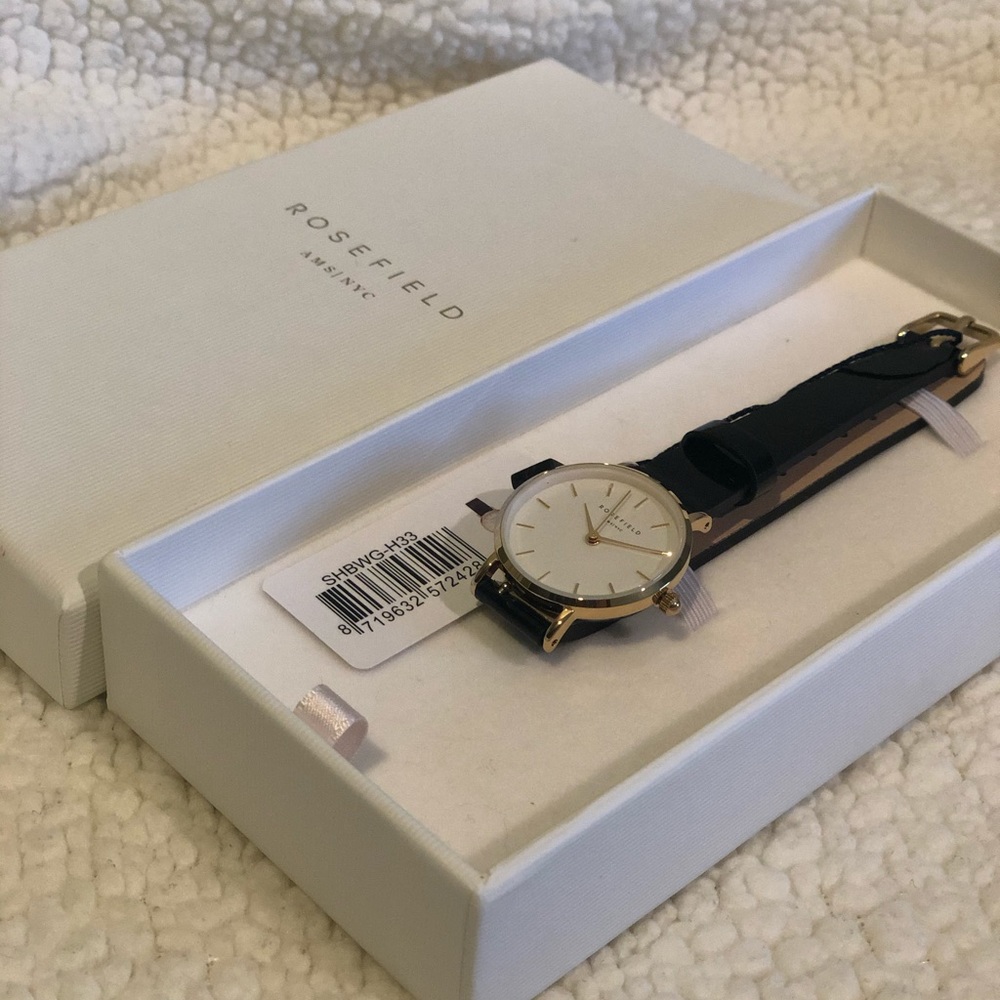 NWT Premium Gloss Black&Gold 26 mm Rosefield watch